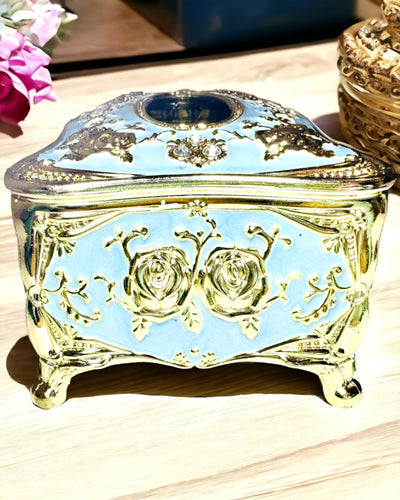 Caja de Pañuelos de Lujo con Relieve de Rosa y Asas Elegantes