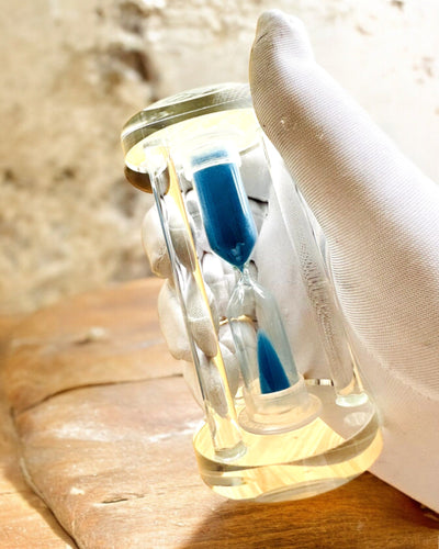 Reloj de arena "Blue Elegance", 10 cm de altura, mide 10 minutos de tiempo
