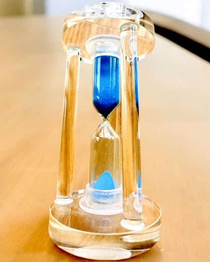 Reloj de arena "Blue Elegance", 10 cm de altura, mide 10 minutos de tiempo
