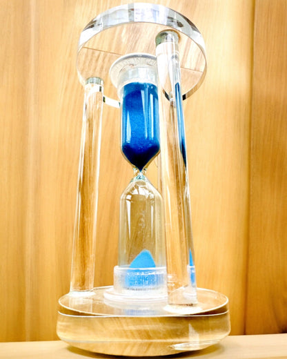 Reloj de arena "Blue Elegance", 10 cm de altura, mide 10 minutos de tiempo