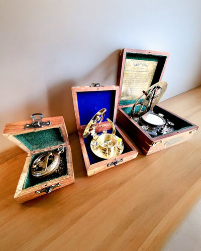 Caja Grande de Madera para Brújula "Gilbert & Sons" con Posibilidad de Grabado