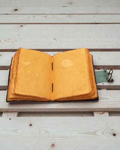 Cuaderno de cuero Buda y 7 chakras – Diario de atención plena 13 × 18 cm