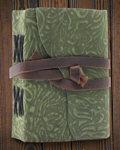 Green Maze Vintage – cuaderno de notas de cuero con hojas envejecidas 12,7 × 8,9 cm