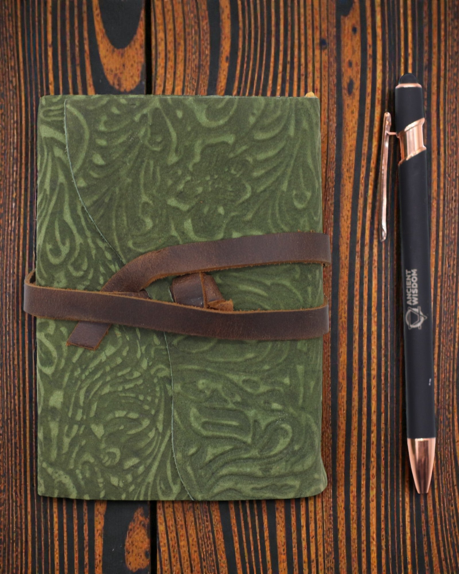 Green Maze Vintage – cuaderno de notas de cuero con hojas envejecidas 12,7 × 8,9 cm