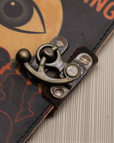 Cuaderno de cuero con estampado – Deja de desplazarte sin fin (17,8 × 12,7 cm)