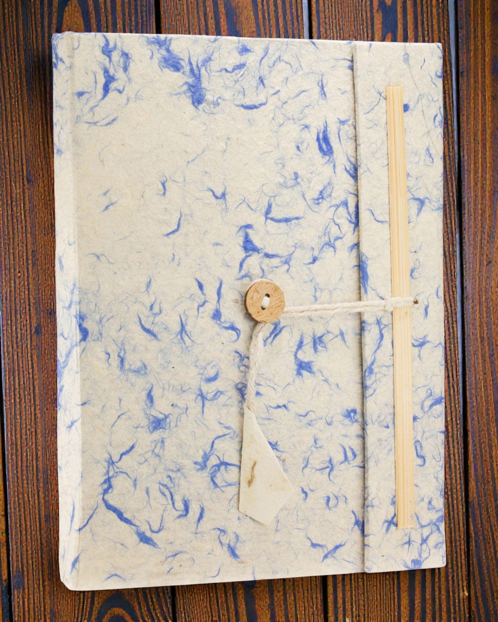 Nube de algodón azul – cuaderno grande Lokta con algodón azul 21 × 15 cm, 45 hojas