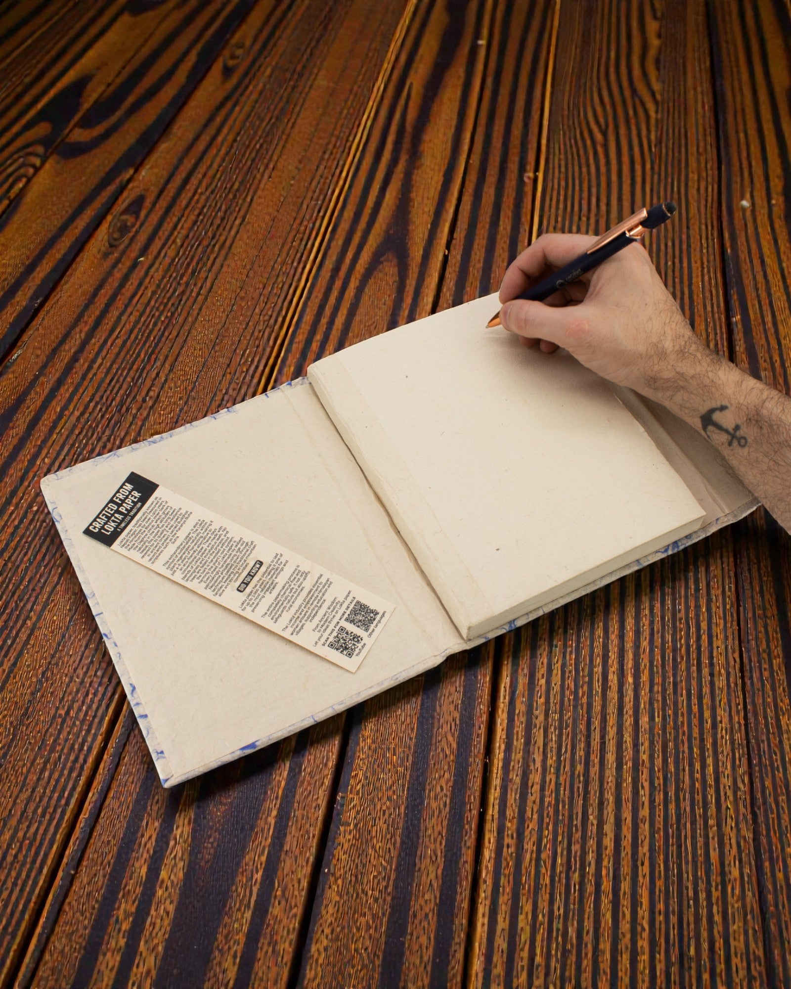 Nube de algodón azul – cuaderno grande Lokta con algodón azul 21 × 15 cm, 45 hojas