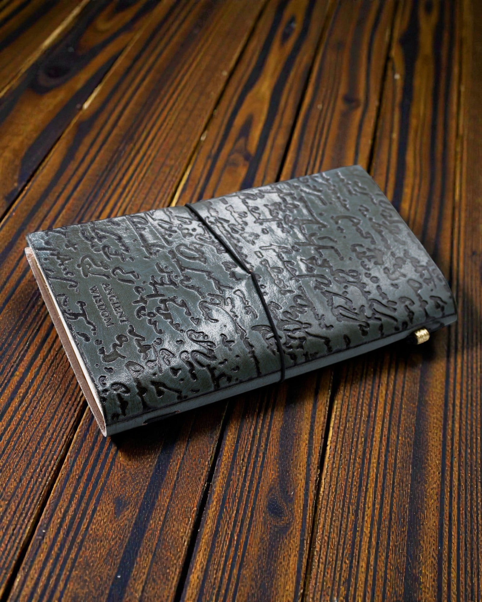 Diario de cuero hecho a mano - Buenas ideas y otros sueños - Gris (80 páginas)