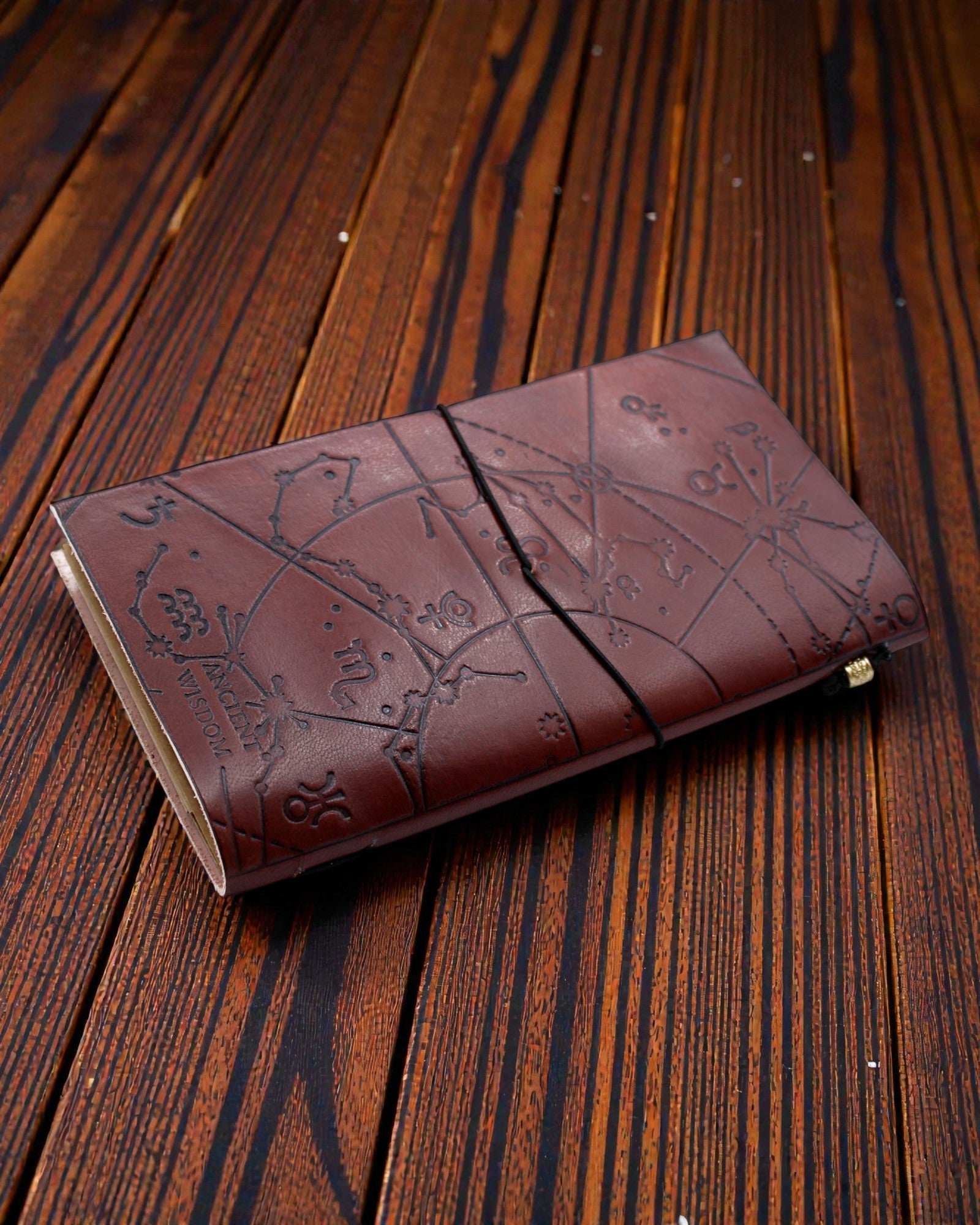 Mi diario de lista de deseos – cuaderno de cuero hecho a mano, marrón 22 × 12 × 1,5 cm, 80 páginas