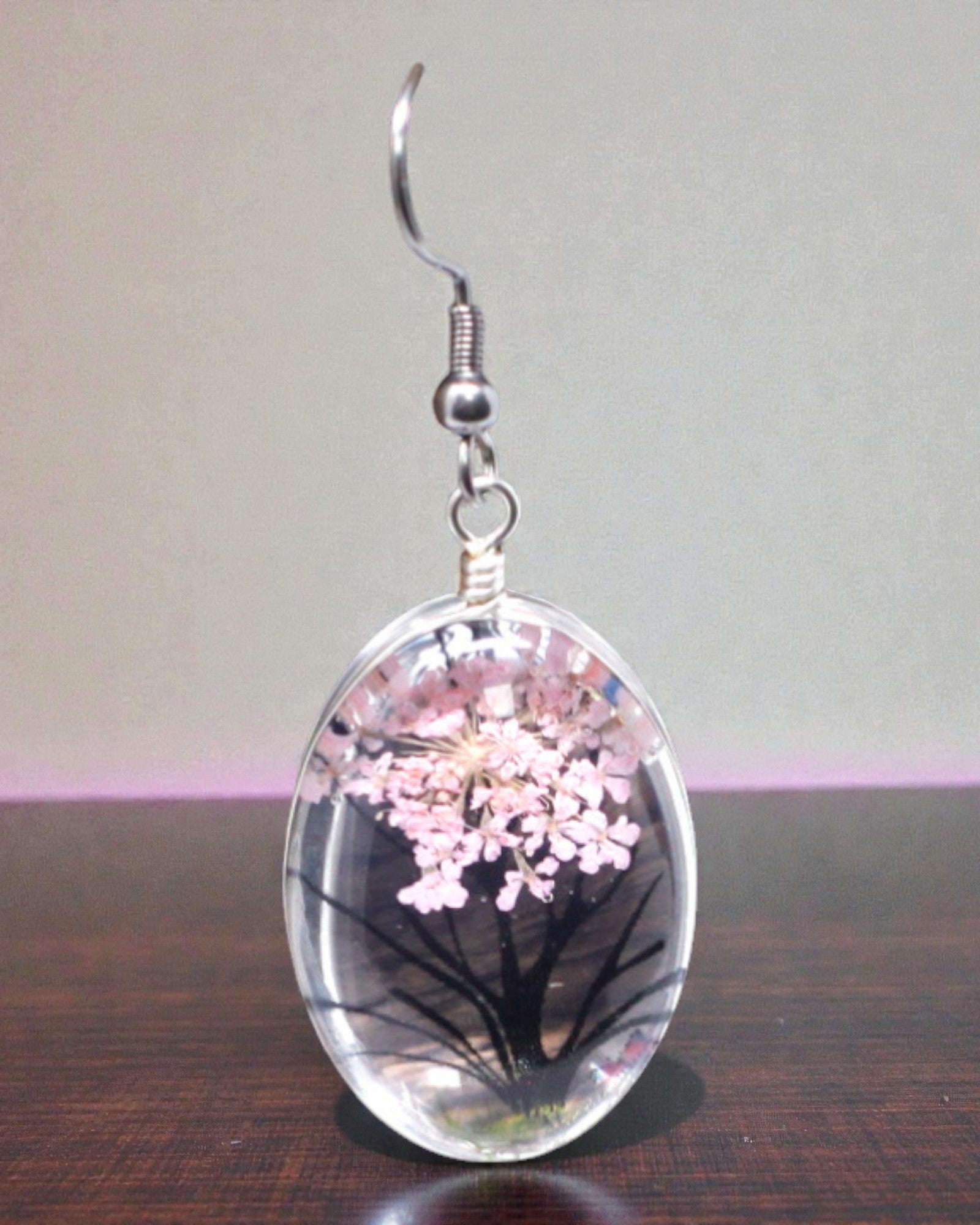 Jardín Rosado – Conjunto de joyería con flores secas Árbol de la Vida