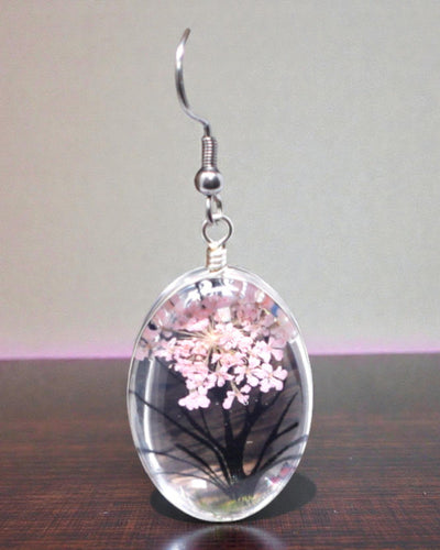 Jardín Rosado – Conjunto de joyería con flores secas Árbol de la Vida