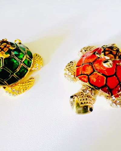 Caja "Familia de Tortugas" - color naranja, personalización con grabado