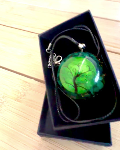 "Malachitowy Amulet Życia" - collar con opción de personalización con grabado para regalo