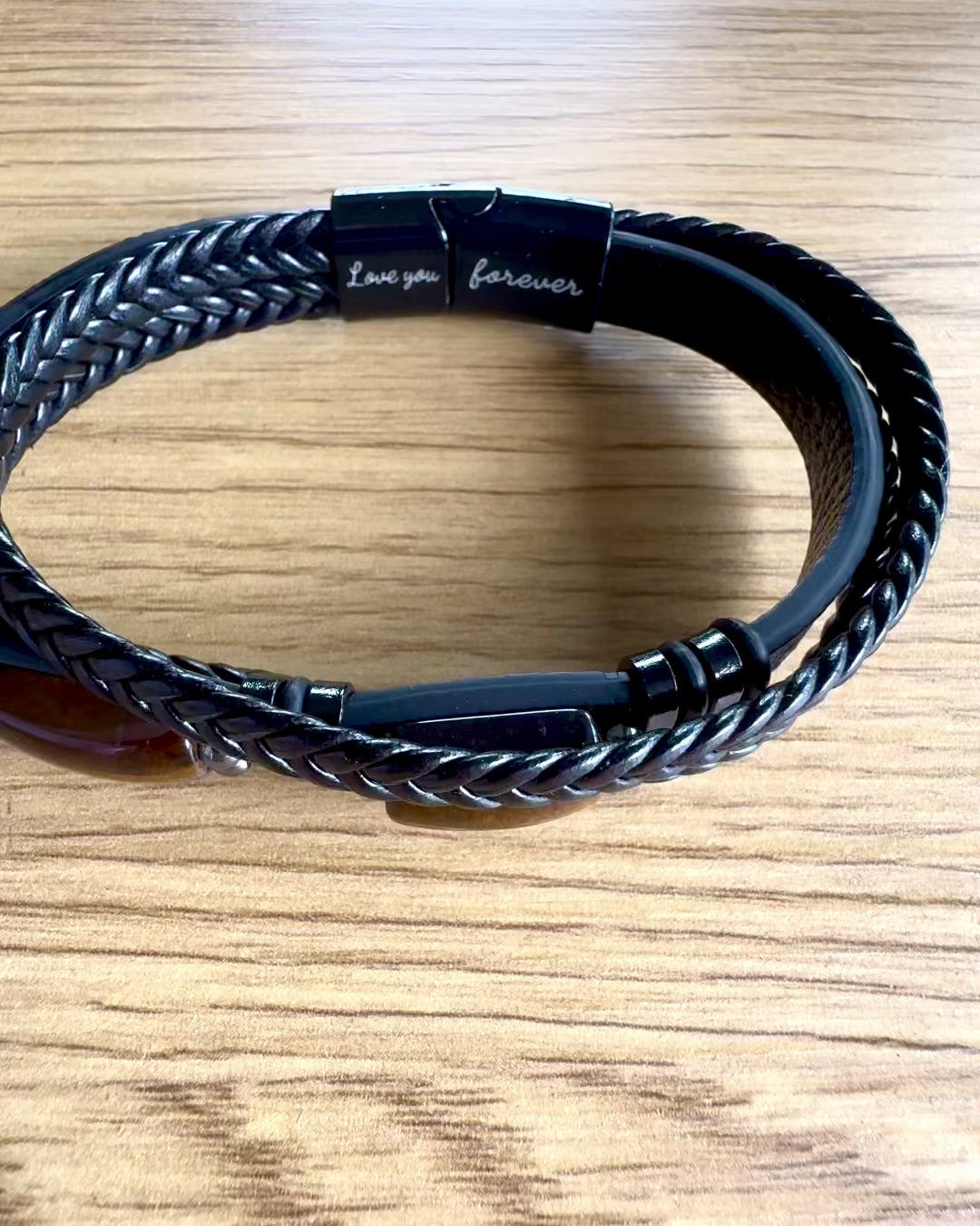 Pulsera Masculina Magnetic Love – de cuero con posibilidad de personalización con grabado para regalo