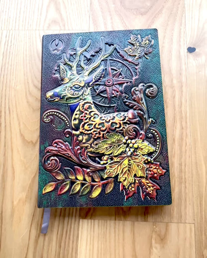 Leśny Jeleń – Cuaderno con Motivo de Ciervo, A5 - personalización con grabado para regalo