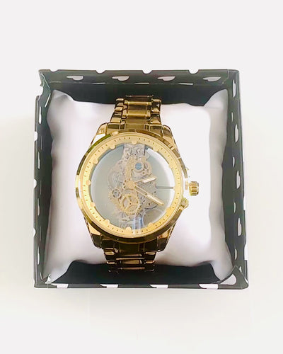 Reloj Deportivo para Hombre con Mecanismo de Cuarzo Transparente de Doble Cara y Pulsera de Aluminio – Ideal para Regalo. Personalización con grabado