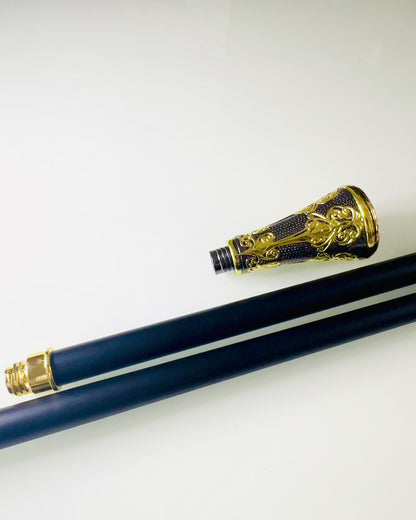 Bastón de Lujo con Mango Dorado en Forma de Flor – Elegante y a la Moda, 93 cm