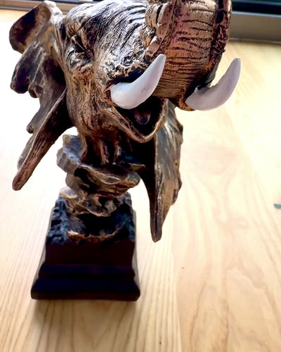 Statuetka Decorativa "Duma Sawanny" – Figura de Cabeza de Elefante con opción de grabado, para regalo