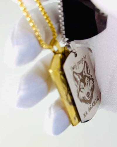 Collar con Dog Tag "Tres Tonos de Estilo" - Placa de Identificación - Colgante Elegante de Acero Inoxidable con Opción de Grabado