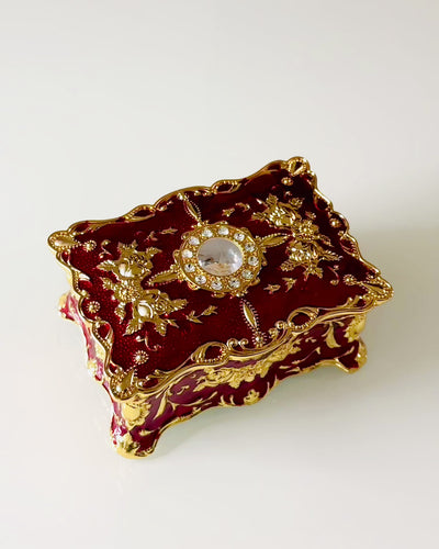 Caja, Organizador de Joyas en Estilo Vintage – Cajita de Tesoro Metálica con Elementos Decorativos