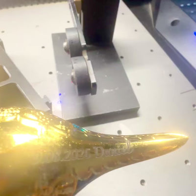 Lámpara de Aladino Metálica Azul Marino y Dorada de 12 cm con Posibilidad de Personalización con Grabado