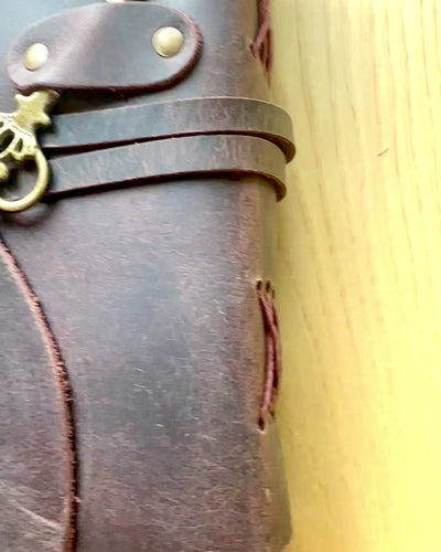 Cuaderno de cuero engrasado con llave para secretos – Diario de estilo antiguo 13 × 18 cm
