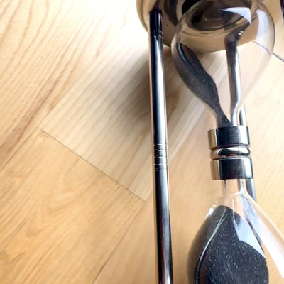 Reloj de arena grande plateado de 10 minutos con posibilidad de grabado