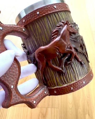 Taza con Motivo de Caballos, 330 ml, posibilidad de personalización con grabado para regalo
