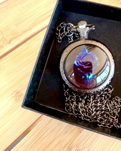 Reloj de bolsillo "Róża Mroku" - acero inoxidable, con opción de grabado para regalo