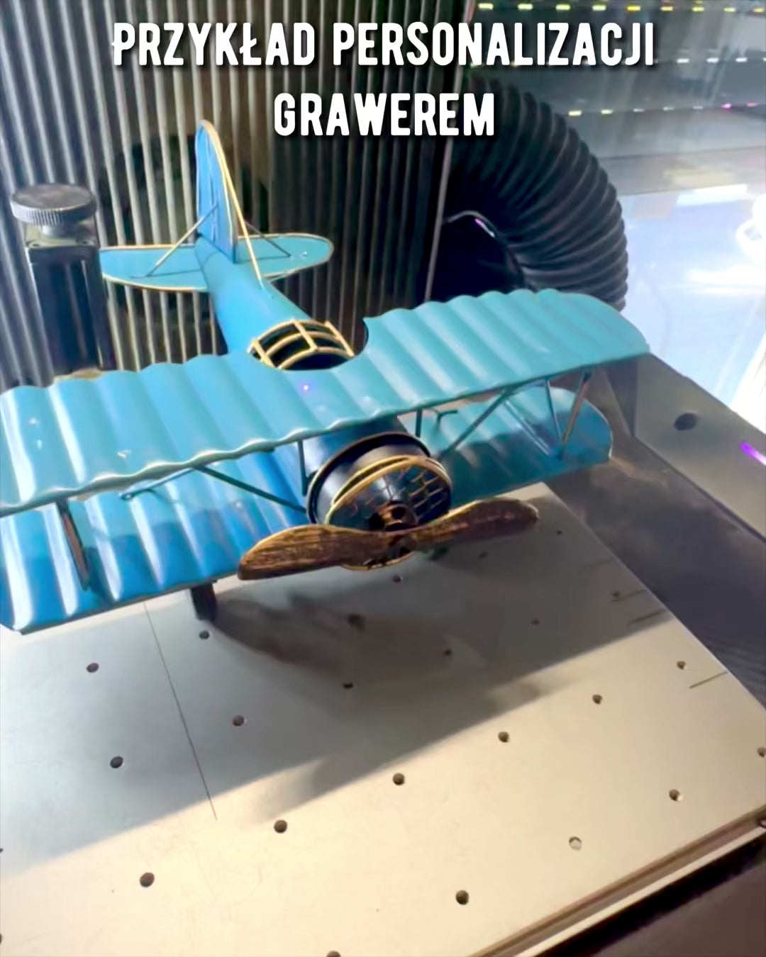 Modelo de avión metálico Blue Baron – retro, para regalo, con opción de grabado