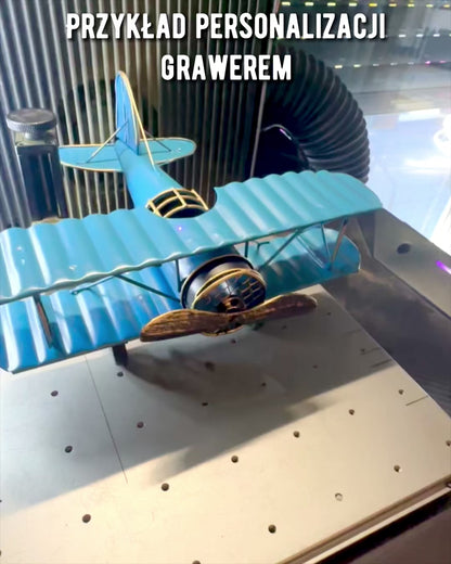 Modelo de avión metálico Blue Baron – retro, para regalo, con opción de grabado