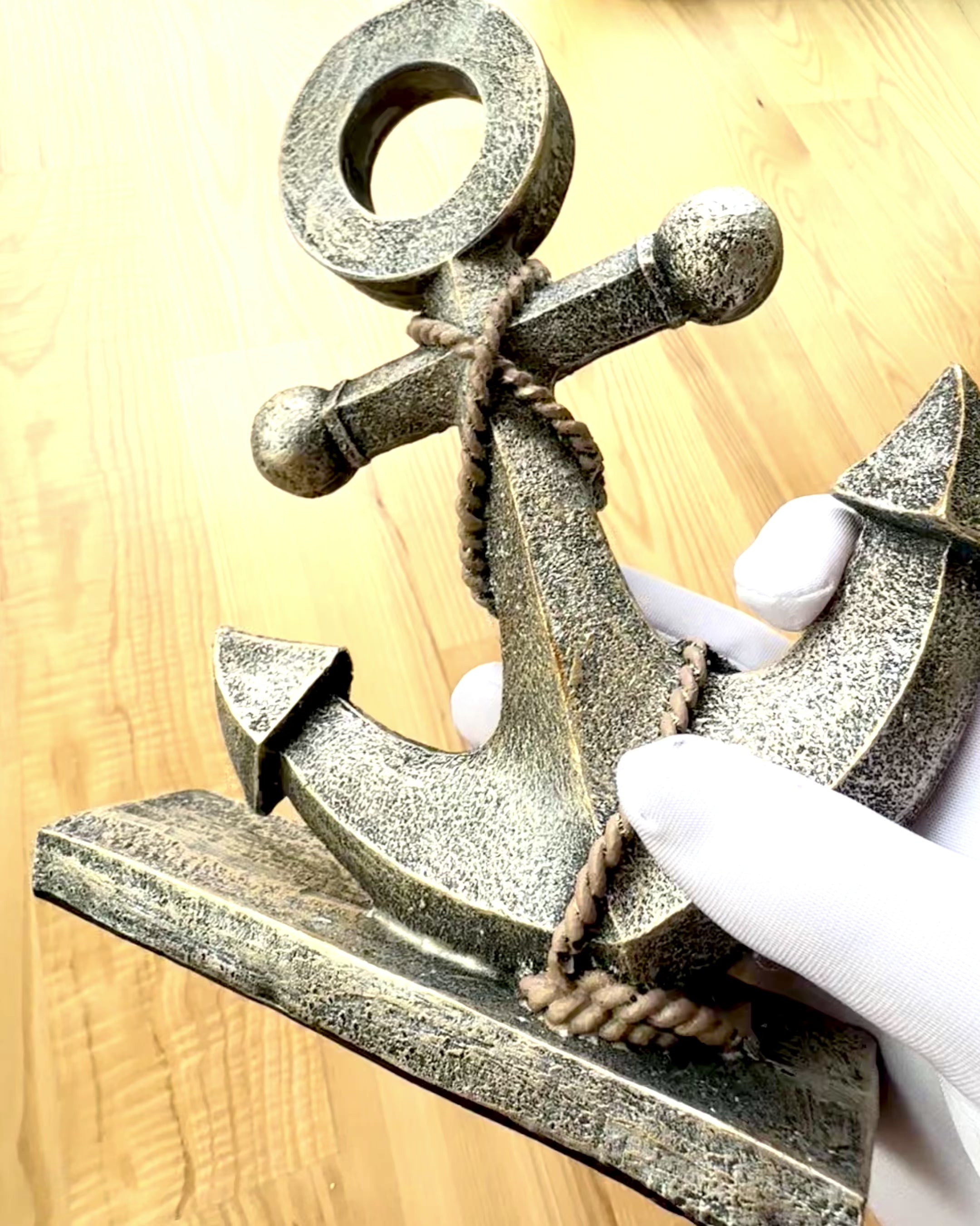 Escultura Rústica de Ancla de Resina - "Leyenda Marina", ancla personalización con grabado