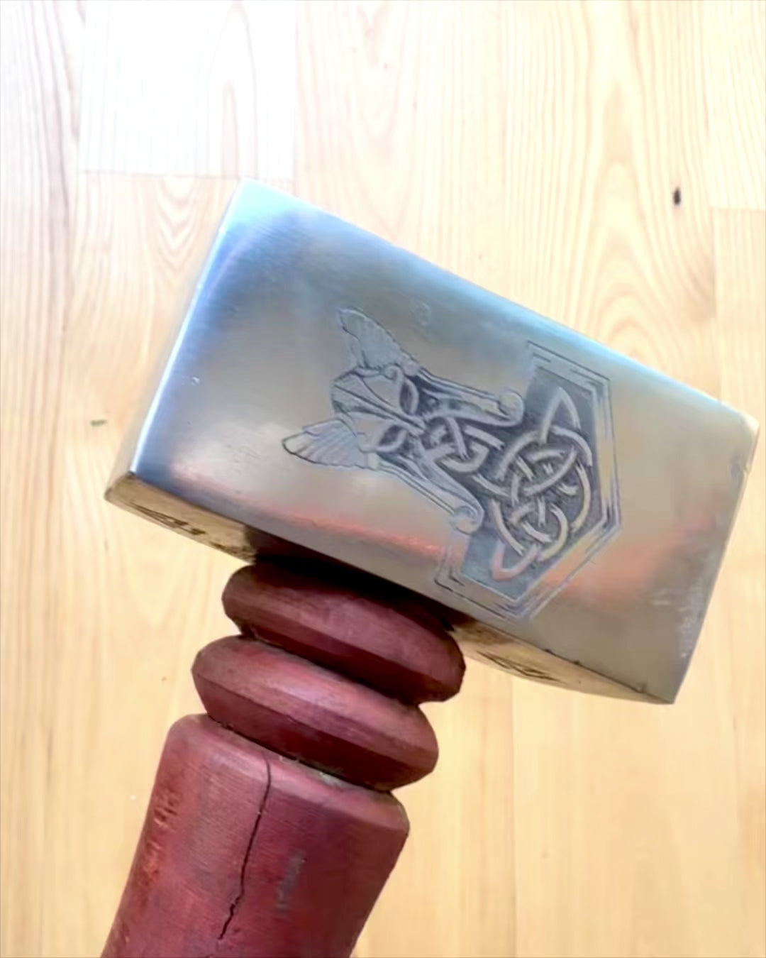 Martillo Mjölnir de los Skalds – 33 cm, Martillo Vikingo Forjado a Mano con Opción de Grabado