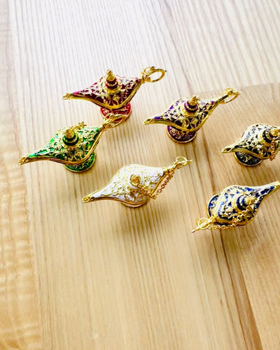 Pequeña Lámpara Mágica de Aladino de 4 cm, llavero, 6 variantes de color - Recuerdos Encantados, personalización con grabado