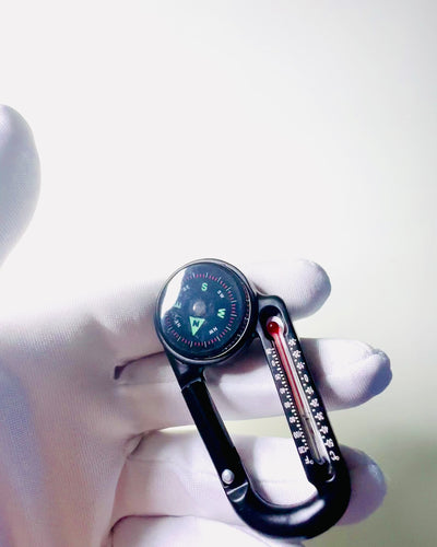 Brújula mosquetón con termómetro, llavero - posibilidad de grabado