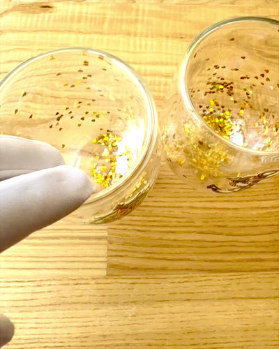 Vasos "Nautical Dreams" con doble pared y copos dorados - set de 2 piezas, capacidad de 300 ml, posibilidad de personalización con grabado.