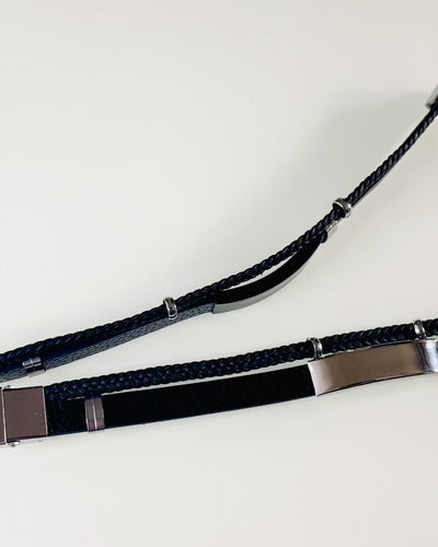 Pulsera Masculina de Cuero PU y Acero Inoxidable con Posibilidad de Grabado – Disponible en Dos Variantes de Color