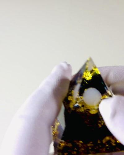 Piramidita de Orgonita con Obsidiana – Generador de Energía Chakra, Herramienta de Meditación Reiki con Piedra Natural