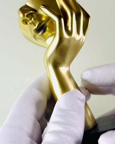 Escultura Abstracta de Mano "Toque de Arte" - Decoración de Oficina en Estilo Europeo, Personalización con Grabado 2 piezas