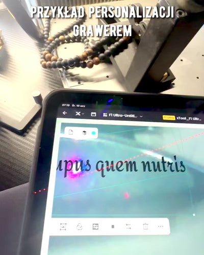 Strzała Mocy, Naszyjnik con Czarnym Obsydianem y Drewnianymi Koralikami, personalización grawerem en regalo