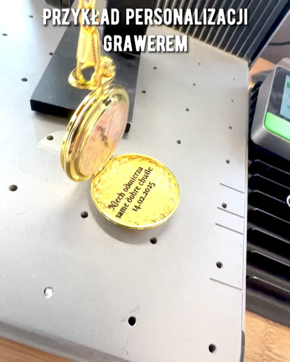 Reloj de Bolsillo de color dorado en Estilo Retro con Posibilidad de Grabado