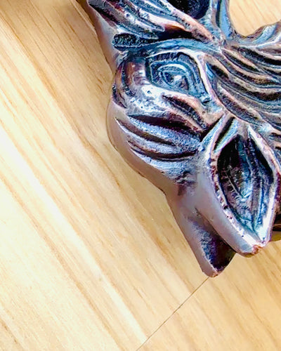 Laska Spacerowa Wolf - Madera de Mango India con Posibilidad de Grabado, bronce adornos dorados