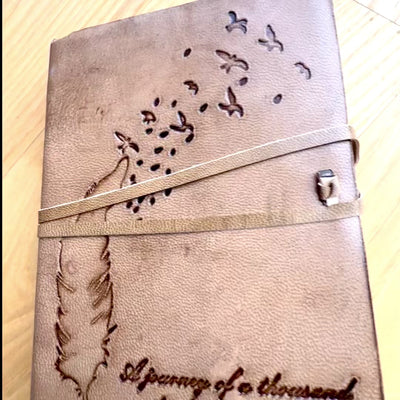 Cuaderno de cuero retro con inscripción, 200 páginas