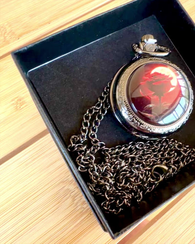 Reloj de Bolsillo Rosa de la Noche, posibilidad de personalizar con grabado para regalo