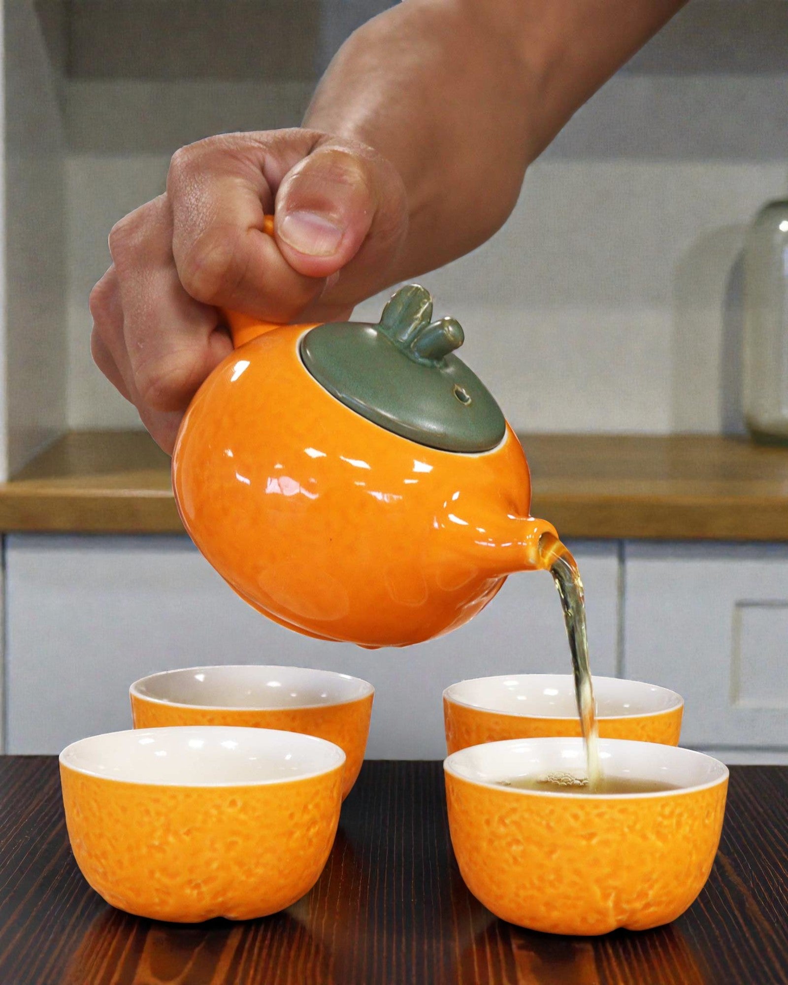 Naranja Jugosa – Juego de té con 4 tazas