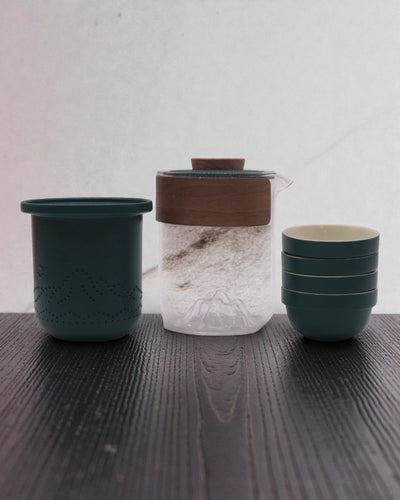 Expedición a la Montaña – Juego de té de viaje con 4 tazas