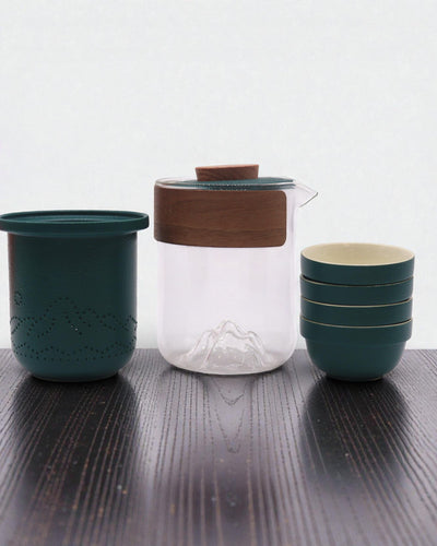 Expedición a la Montaña – Juego de té de viaje con 4 tazas