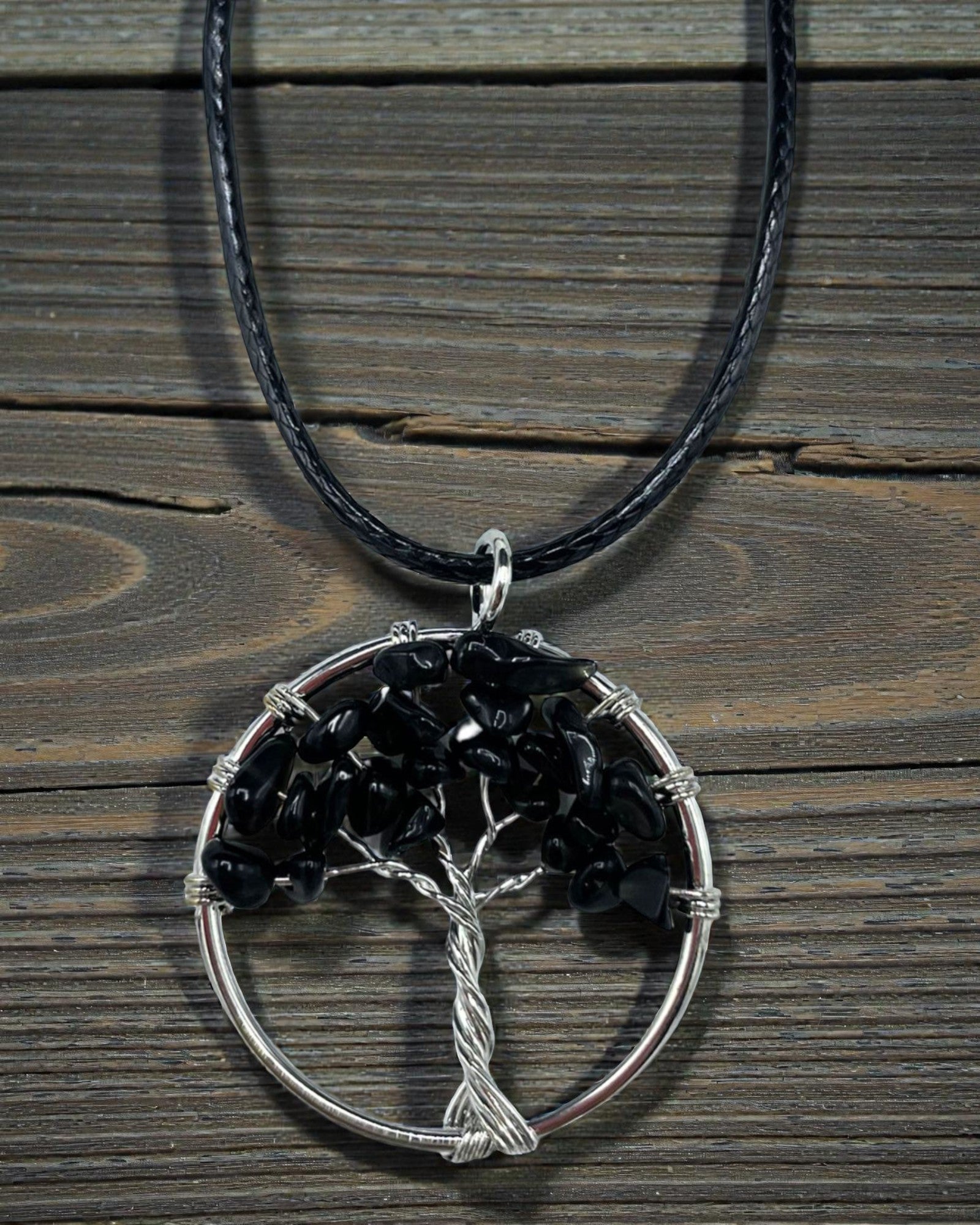 Collar Árbol de la Vida Fuerza y Protección – Ágata negra