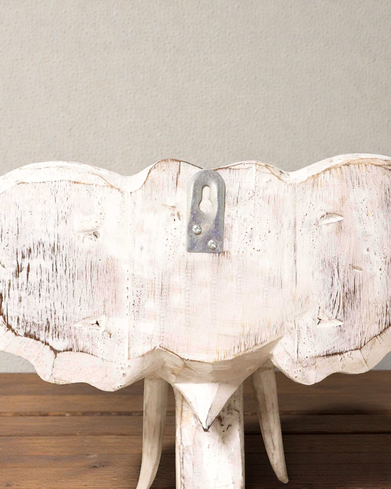 Cabeza de elefante grande 29x26 cm – Blanco y oro