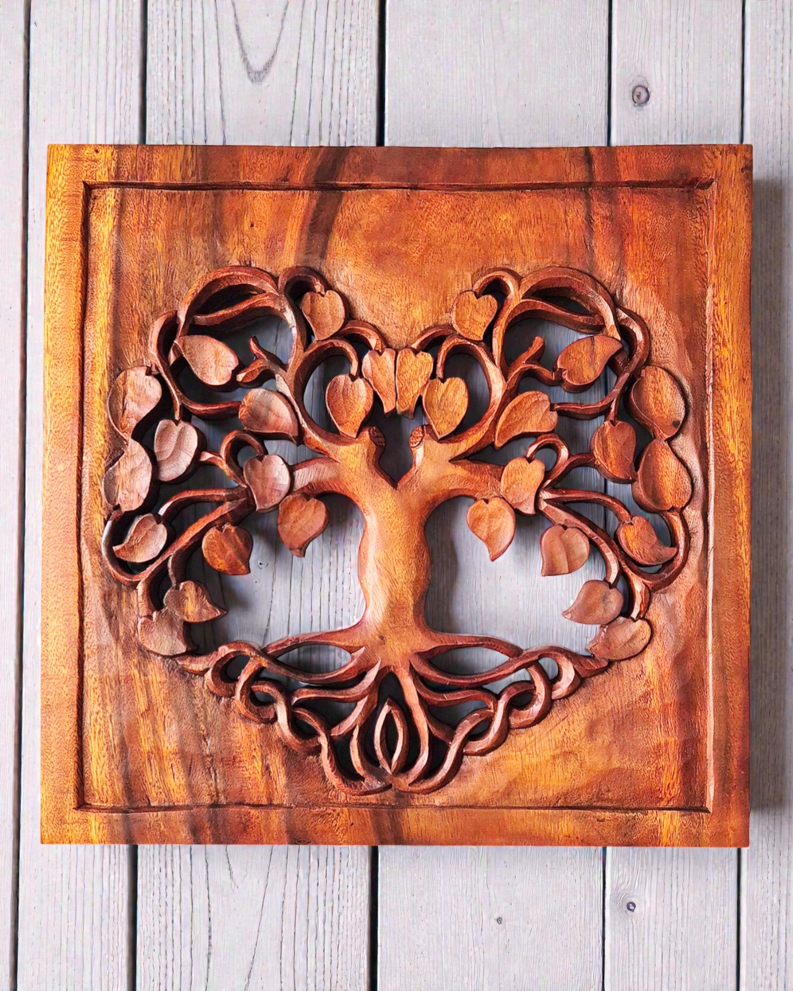 Panel Decorativo de Pared Cuadrado – Árbol de la Vida Corazón 40x40 cm